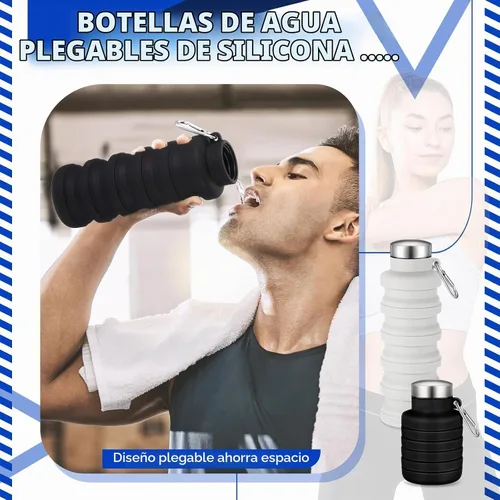 Vista 6 de Baderke - 2 botellas de agua plegables, 17 onzas, negro, gris y blanco