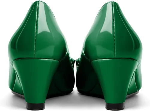 Vista 6 de Eldof Tacones de cuña bajos para mujer, zapatos de tacón de cuña con lazo de 2 pulgadas, zapatos de vestir para fiestas, bodas y noches