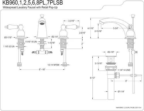 Vista 8 de Kingston Brass KB966PL Magellan grifo de baño generalizado, cobre antiguo