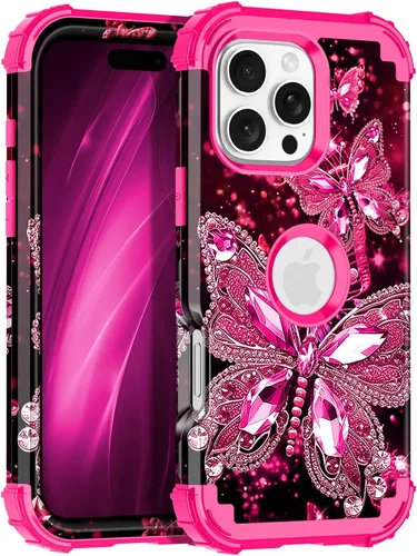 Vista 110 de Miqala Funda para iPhone 12, iPhone 12 Pro, que brilla en la oscuridad, tres capas, resistente a los golpes, protección de plástico duro + funda