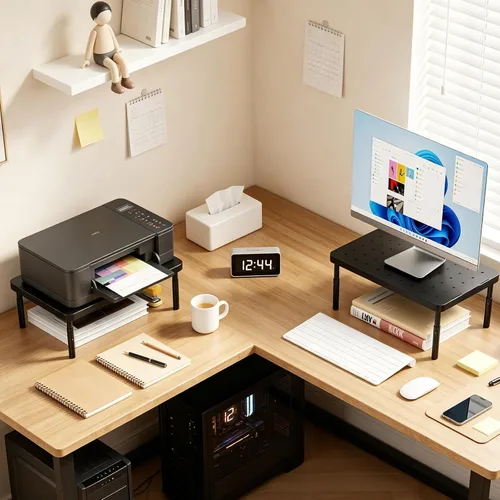Vista 5 de WALI Soporte para monitor de computadora para escritorio, elevador Negro