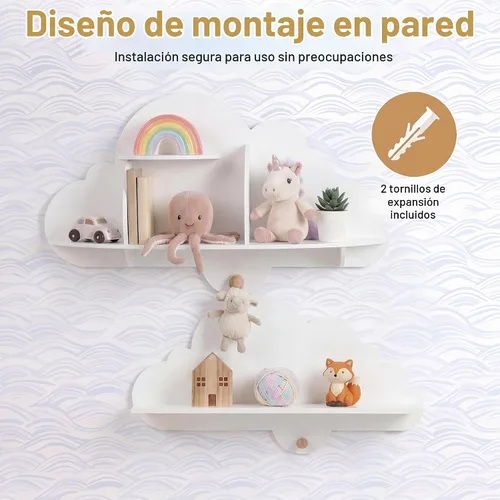 Vista 3 de GLACER Juego de 2 estantes de madera para habitación del bebé