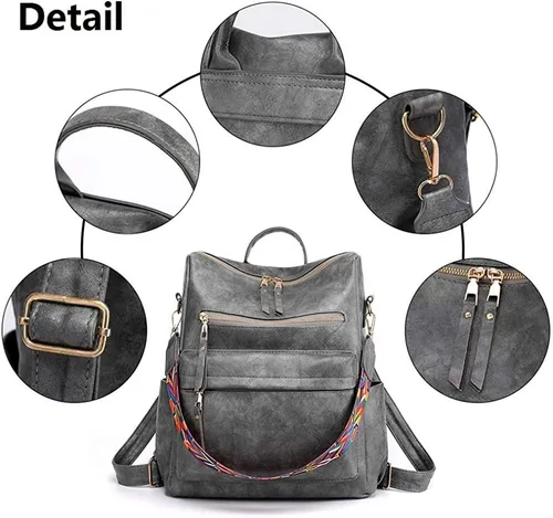 Vista 4 de Bolso de viaje de la moda de las mujeres bolso del diseñador multiusos bolso de las señoras Satchel PU cuero bolsos de hombro gris
