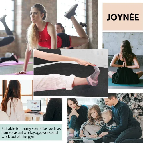 Vista 6 de JOYNÉE Calcetines de yoga antideslizantes para mujer con agarres ideales para pilates barras bailes hospitales fitness 3 pares
