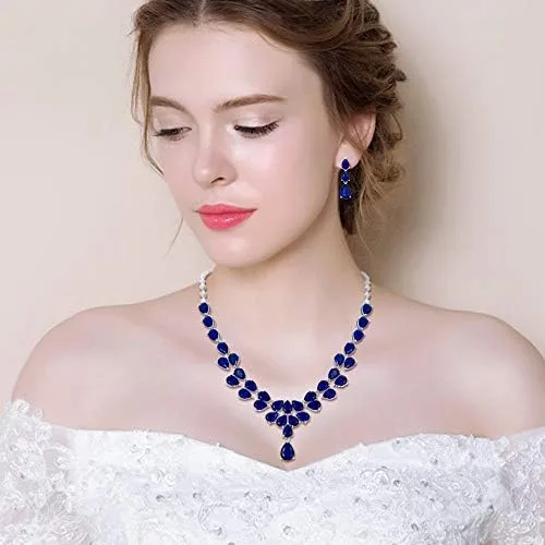 Vista 2 de EleQueen Collares colgantes para mujer, con circonita cúbica, varios lágrimas