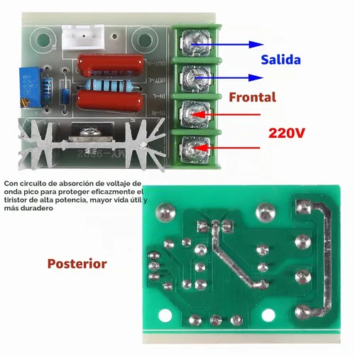 Vista 5 de Regulador de voltaje de CA de 2 piezas, módulo regulador de voltaje eléctrico SCR de 50-220 V de 2000 W, regulador de temperatura, regulador de 2