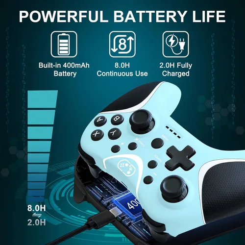 Vista 4 de BRHE Wireless Switch Pro Controller for Nintendo Switch N-SLiteOLEDAndroidIOS 13.0+PC Switch Remote Gamepad with Joystick Adjustable Turbo Vibration