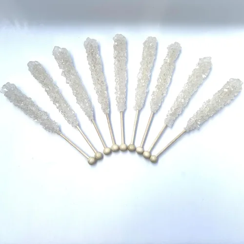 Vista 24 de Palitos clásicos de caramelo de roca, caramelos de roca de azúcar en cristal, envueltos individualmente (Paquete de 12, Niña bebé