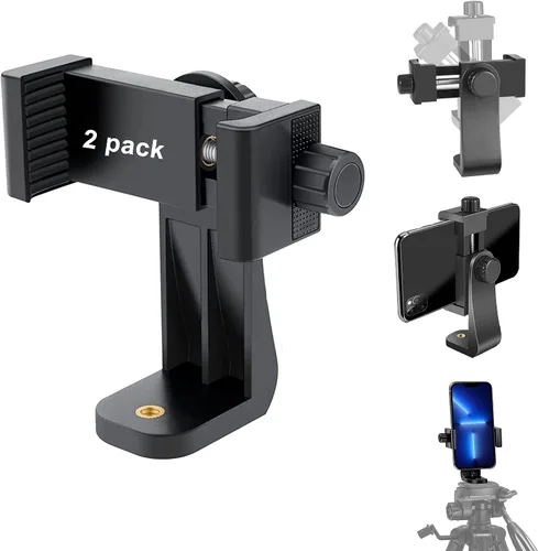 Vista 8 de Adaptador de montaje de trípode para teléfono celular, soporte universal para teléfono, abrazadera ajustable, soporte giratorio de 360 grados, clip