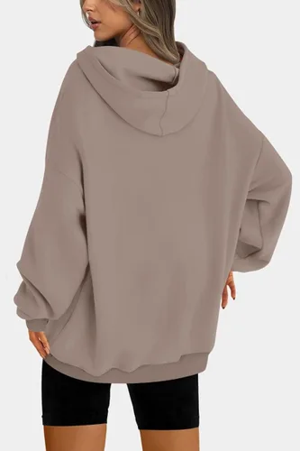 Vista 2 de EFAN Sudaderas de gran tamaño con capucha de forro polar para mujer estilo casual manga larga holgada ligera para otoño e invierno