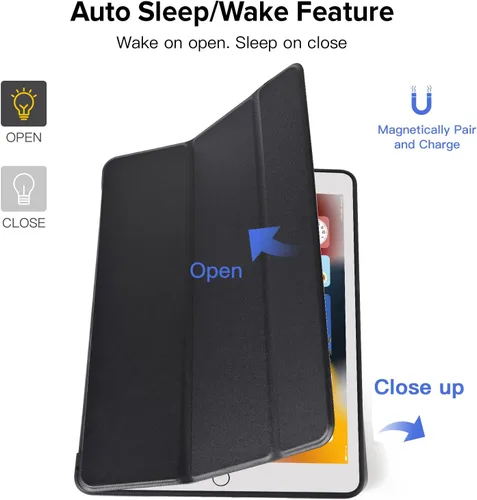 Vista 4 de RUBAN Funda para iPad de 9ª/8ª/7ª generación de 10.2 pulgadas 2021/2020/2019 Funda protectora con soporte inteligente (negro)