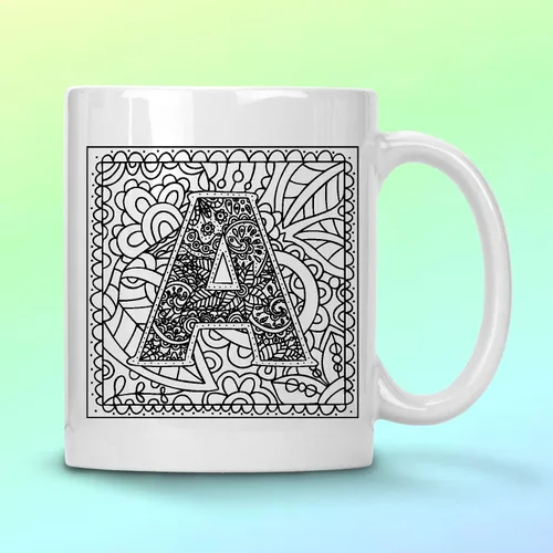 Vista 2 de Alankathy Mugs Taza de café monograma, 11 oz, color blanco (A)