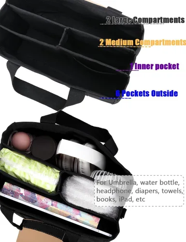 Vista 3 de YIKOEE Bolso tote con bolsillos para mujer bolso cruzado de lona - múltiples compartimentos