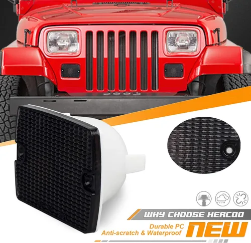 Vista 3 de HERCOO Conjunto de luces intermitentes delanteras para vehículos, lente compatible con Jeep Wrangler, reemplazo 1987-1993, paquete de 2