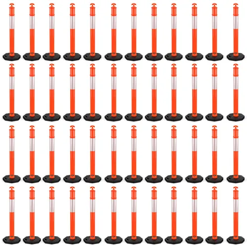 Vista 15 de BATTIFE Poste delineador de 45 pulgadas con base, conos de delineador de tráfico naranja con collar reflectante para práctica de conducción