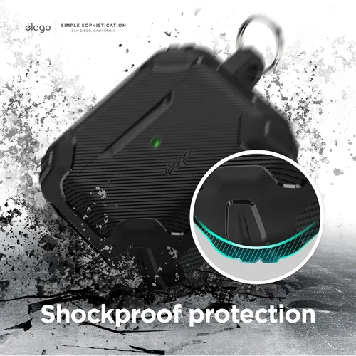 Vista 5 de elago - Funda de armadura sólida compatible con AirPods de tercera generación, compatible con AirPods 3, diseño de absorción de golpes, TPU