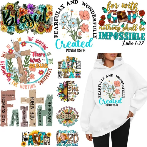 Vista 8 de 8 piezas de calcomanías para planchar, transferencias térmicas, parches para ropa, camisetas, diseño de Jesús, vinilo para planchar, diseño