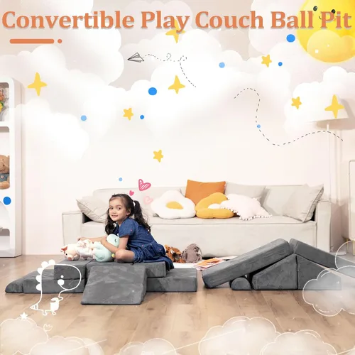 Vista 7 de LOAOL Sofá para Niños, Sofá Modular para Juegos Infantiles, Sofá Convertible de Espuma para Trepar para Niños Pequeños, Bloques de Espuma