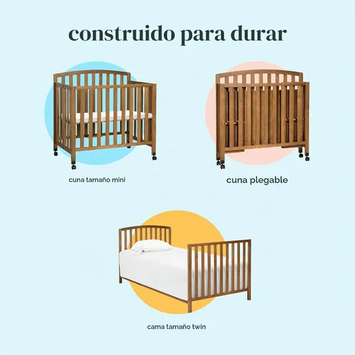 Vista 6 de Davinci Dylan - Mini cuna plegable portátil 3 en 1 convertible en castaño, certificado Greenguard Gold GREENGUARD Gold Certified - Folding Baby