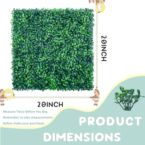 Vista 2 de HEDGE MAZE Paneles de pared de césped, 12 piezas de 20 x 20 pulgadas, pared verde con protección UV, paneles de boj de césped, fondo de pared verde