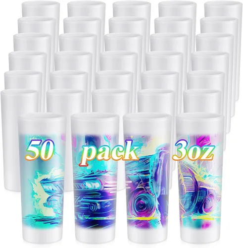 Vista 10 de Hsei 1 vaso de chupito esmerilado por sublimación de 3 oz con base