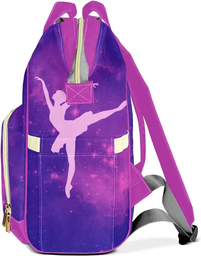 Vista 2 de Mochila de pañales Rainbow Ballerina con nombre, bolsa multifunción de gran capacidad para mamá, papá, unisex, niño y niña, Diseño 3, Personalizado