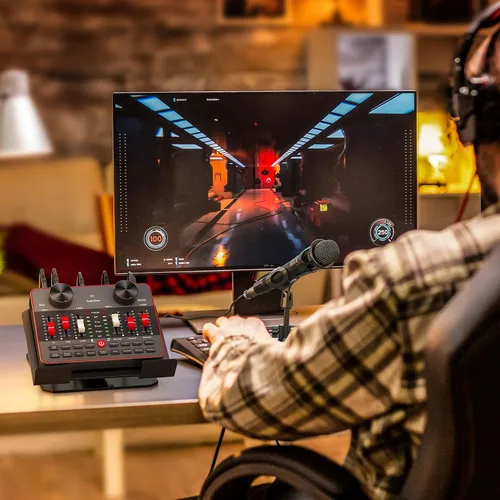 Vista 7 de Kit de Mezclador de Audio G1 para Transmisión en Vivo, Tarjeta de Sonido en Vivo para Transmisión, Interfaz de Audio Mezclador DJ Tarjeta