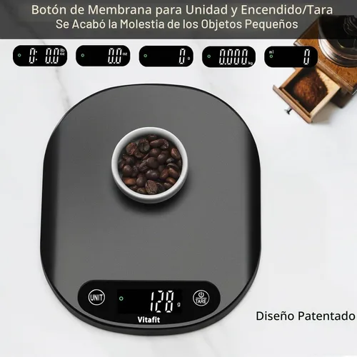 Vista 4 de Vitafit - Báscula digital para alimentos de 15 kg/33 lb de alta precisión de 0.1 oz/1 g, nuestra propia báscula de cocina de fábrica profesional