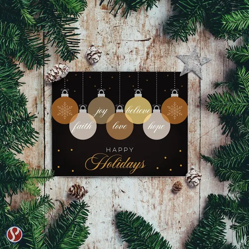 Vista 3 de Tarjetas de felicitación 2026 "Happy Holidays, Love, Faith, Hope, Joy, Believe" - Felicidades de Navidad y Año Nuevo, invitaciones, tarjetas