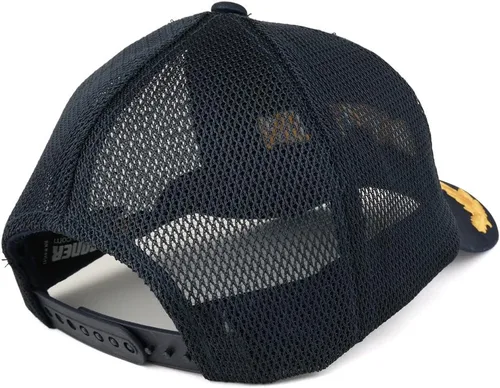 Vista 3 de Capitán y hojas de oro bordadas de sarga de algodón malla trasera gorra de béisbol