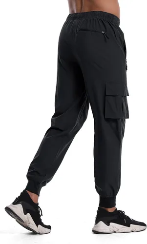 Vista 3 de Mens Cargo Joggers Pants Quick Dry Lightweight Running Athletic Workout Cargo Hiking Pants Casual Pants