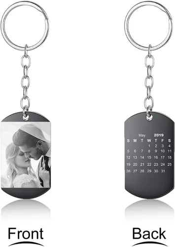 Vista 4 de Llavero unisex personalizable con calendario, foto o grabado
