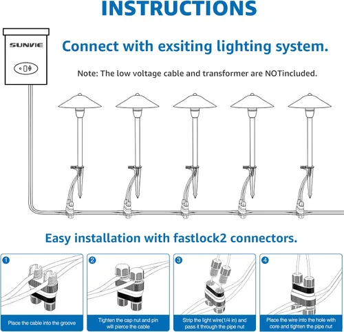 Vista 7 de SUNVIE Low Voltage Pathway Lights 12-24V 3W Landscape Lighting, 3000K LED Low Voltage Landscape Lights, IP65 Waterproof Aluminum Path and Area Light