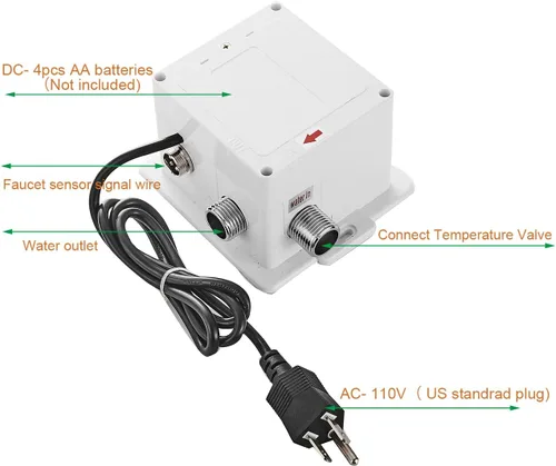 Vista 2 de Caja de control de sensor automático de doble alimentación para grifo de baño sin contacto