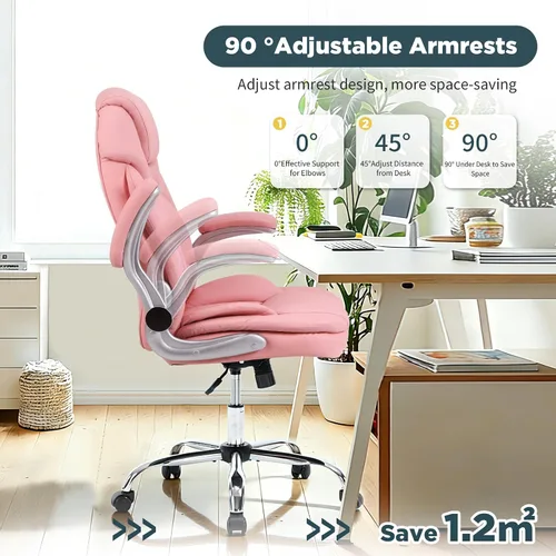 Vista 9 de Cómoda silla de escritorio de oficina rosa con brazos soporte 9318-3 Rosa (click-2 soporte lumbar)