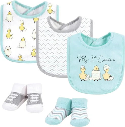 Vista 278 de Hudson Baby Conjunto de babero y calcetines unisex de algodón para bebé