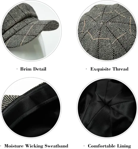 Vista 6 de 2019 New Womens Newsboy - Boina estilo cabbie para mujer, gorra con visera cloche de algodón