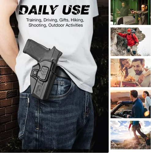 Vista 5 de OWB Holster for M&P Shield 9mm Equalizer & EZ & 380 EZ, Red Dot Compatible, Index Finger Release, 360 Adjustable Paddle/Belt Clip – Right Handed Fit