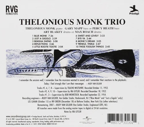 Vista 2 de Thelonious Monk Trio Rudy Van Gelder Remasters