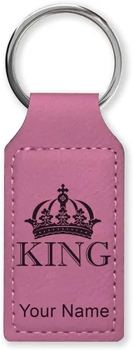 Vista 16 de Llavero rectangular, corona de rey, grabado personalizado incluido, Bambú
