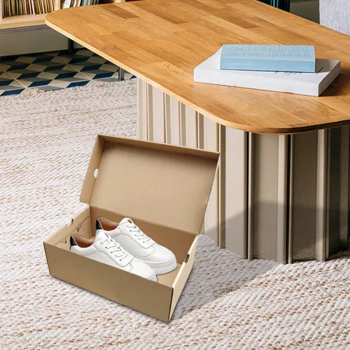 Vista 2 de Baoblaze Caja de almacenamiento de zapatos de papel kraft para zapatos, caja de exhibición de zapatos a prueba de polvo, organizador de zapatos