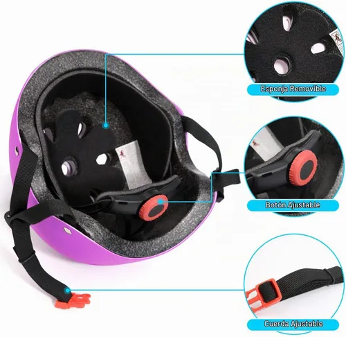 Vista 3 de Casco ajustable para niños de 3 a 16 años, niños pequeños, niños y niñas, equipo de protección con rodilleras, coderas y muñequeras para múltiples 1