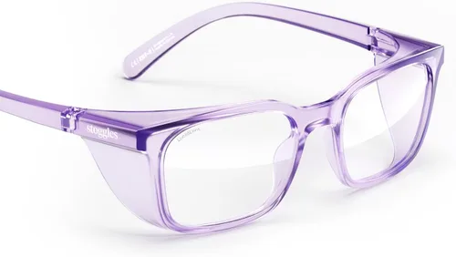 Vista 16 de Stoggles Lentes de seguridad con certificación Rectangular Z87.1, luz azul, lente de bloqueo UV, escudo superior y lateral, antivaho y elegantes