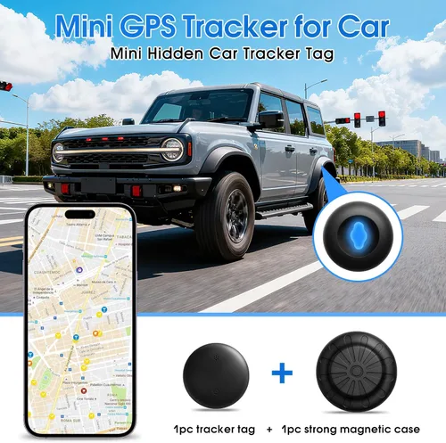 Vista 2 de Mini GPS Tracker for Vehicles (Universally for Android & iOS), Hidden Car Location Tracker w/Magnetic Case, Item Finder for Google Find Hub & iOS