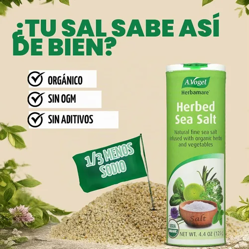 Vista 3 de A. Vogel Herbamare - Sal de condimento, sal marina sazonada orgánica, 4.4