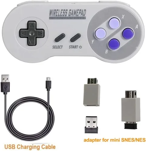 Vista 3 de IPREMIUM - Controlador inalámbrico para SNES Classic Edition MiniNES Classic Edition Gamepad con receptor inalámbrico USB compatible con interruptor