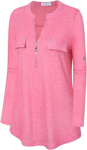Vista 3 de Bulotus - Blusa larga e informal, con cierre frontal, cuello en V y manga 34, para mujer
