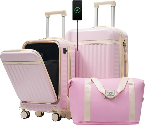 Vista 18 de Merax Equipaje Sets 2 piezas Hardshell 20&28 IN Maleta Set con bolsa de lona