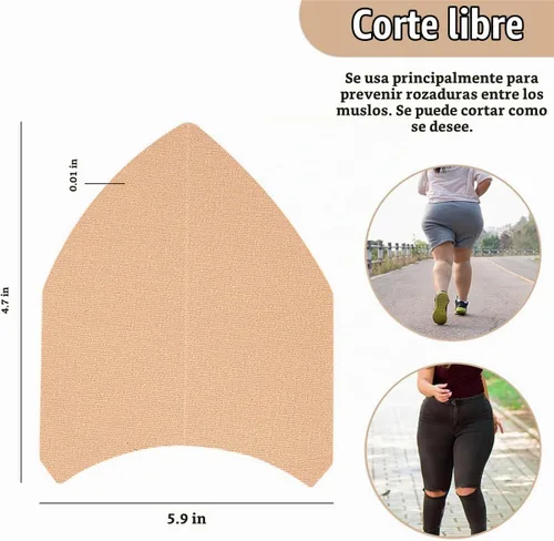 Vista 2 de Adhesivos antirozaduras para el interior del muslo, 20 piezas desechables autoadhesivas para muslos, cinta elástica transpirable para levantar