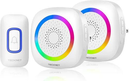 Vista 9 de TeckNet - Timbre de puerta inalámbrico, impermeable, funciona a 1000 pies con 38 melodías, 4 niveles de volumen y flash de luz LED (blanco)